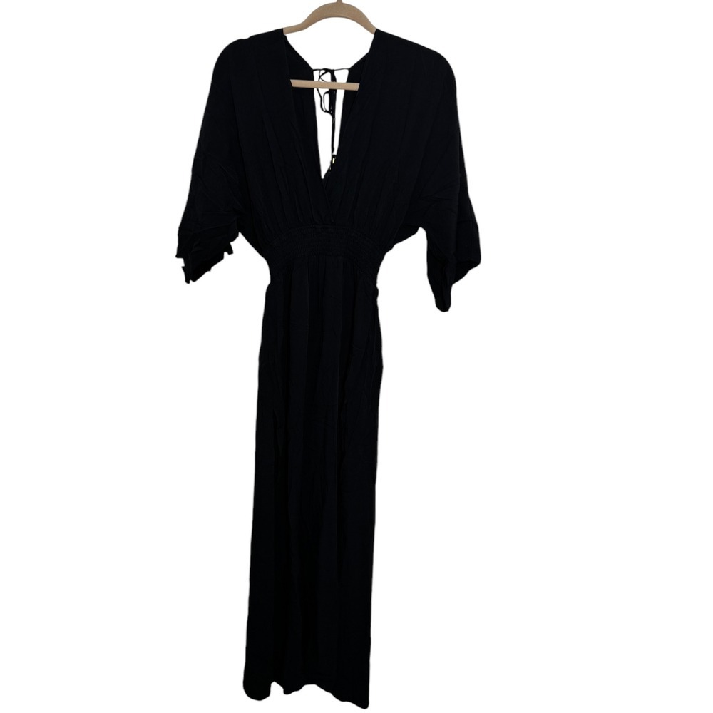 L*Space Women's Black Sungazer Maxi Dress Small Rayon Vacation Boho Resort